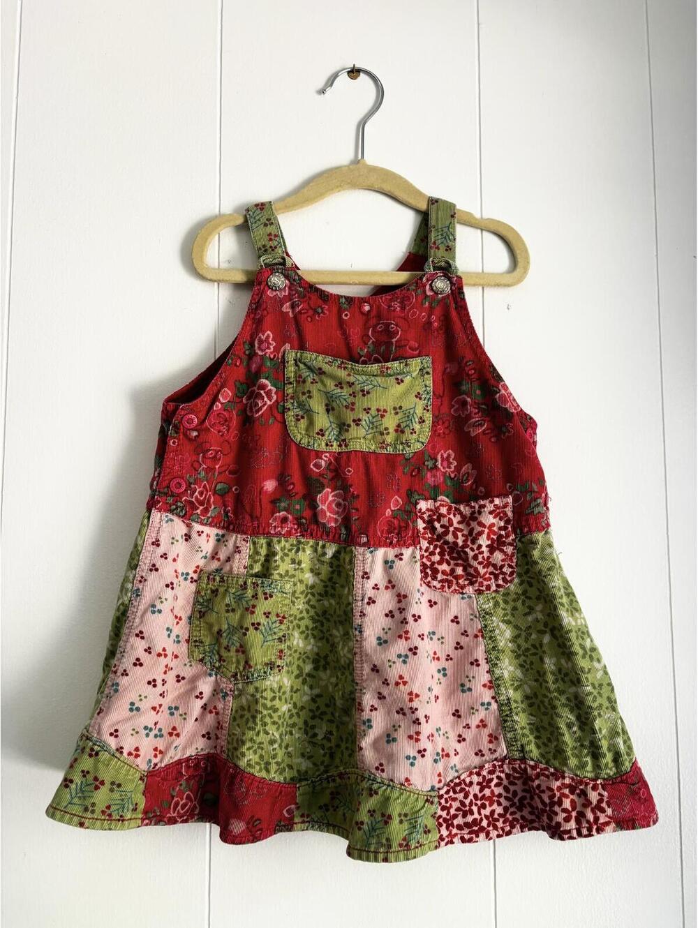 Vintage Oilily Patchwork Corduroy Jumper Dress Girls 3T 100% Cotton